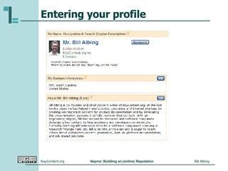 Entering your profile 