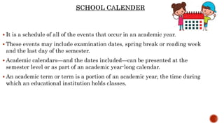 Yearly calendar for school activities and Assigning role to staff | PPTX