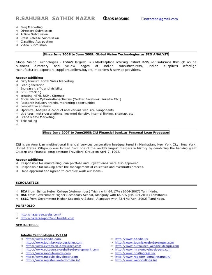 SEO Expert Resume