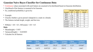 Introduction to Naive Bayes Classifier with an example | PPTX