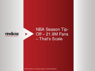 1
NBA Season Tip-
Off – 21.9M Fans
– That’s Scale
© 2015 Vindicia, Inc. All rights reserved. Vindicia Confidential.
 