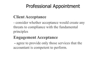 Changes in a Professional Appointment
Before accepting an appointment involving services
that were carried out by another,...