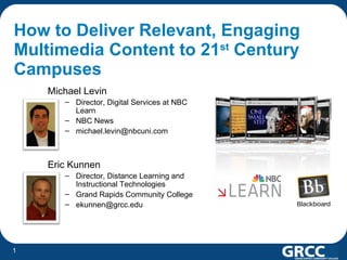 How to Deliver Relevant, Engaging Multimedia Content to 21 st  Century Campuses ,[object Object],[object Object],[object Object],[object Object],[object Object],[object Object],[object Object],[object Object]