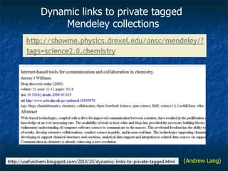 Dynamic links to private tagged  Mendeley collections (Andrew Lang) 
