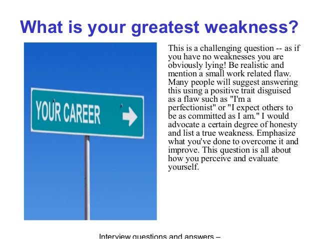 examples of weaknesses job interview