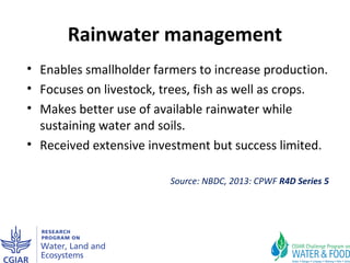 Why rainwater management matters in the Nile Basin: One step towards a possible synthesis paper or proposal