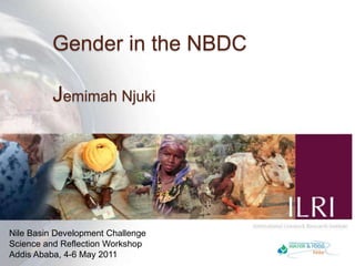 Gender in the NBDCJemimah Njuki Nile Basin Development ChallengeScience and Reflection WorkshopAddis Ababa, 4-6 May 2011 