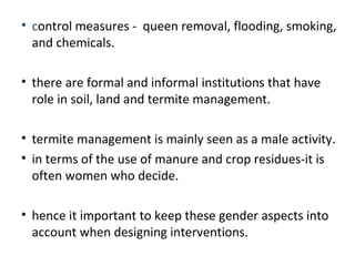 Integrated termite management in degraded crop land in Diga District, Ethiopia