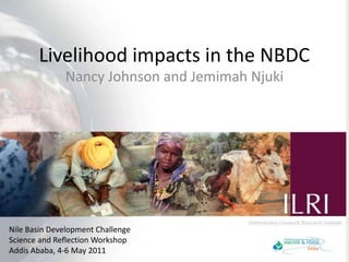 Livelihood impacts in the NBDC Nancy Johnson and Jemimah Njuki Nile Basin Development ChallengeScience and Reflection WorkshopAddis Ababa, 4-6 May 2011 