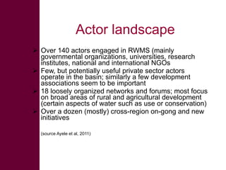 A national platform/network for land and water management in the Nile Basin: Why do we need one?