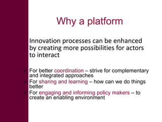 A national platform/network for land and water management in the Nile Basin: Why do we need one?