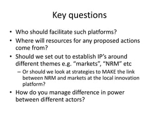 Action-oriented innovation platforms to improve rainwater management: what mechanisms do we foresee?