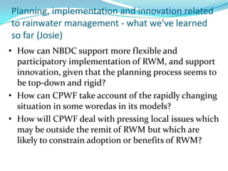 Processes in the NBDC: People, platforms, innovation systems, networking, learning, pollicies, and institutions 