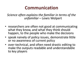 Contributing to evidence-based policy making  