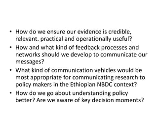 Contributing to evidence-based policy making  