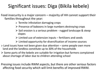Baseline research on livelihoods and RWM planning, implementation & innovation