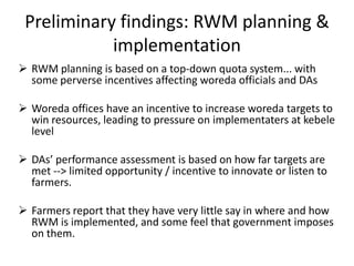 Baseline research on livelihoods and RWM planning, implementation & innovation