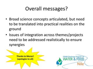 Reflections on the Nile BDC science and reflection workshop