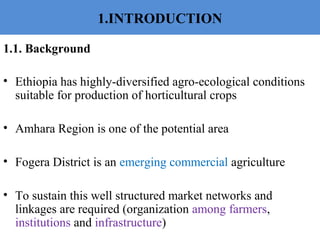 The impacts of brokerage institutions in the marketing of horticultural crops in Fogera District