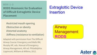 Extraglottic Device
Insertion
Airway
Management
RODS
 