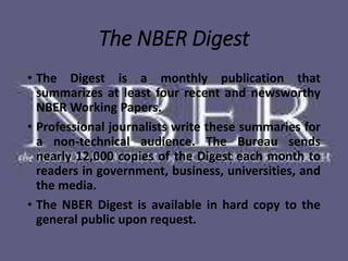 Nber(national bureau of economic research) | PPTX