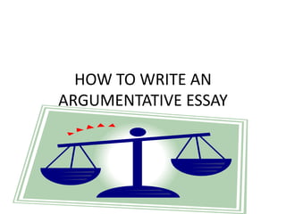 HOW TO WRITE AN
ARGUMENTATIVE ESSAY
 