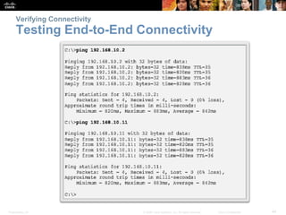 Verifying Connectivity 
Testing End-to-End Connectivity 
Presentation_ID © 2008 Cisco Systems, Inc. All rights reserved. Cisco Confidential 44 
 