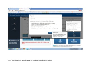 13. If you choose/click BAYAD CENTER, the following information will appear:
 