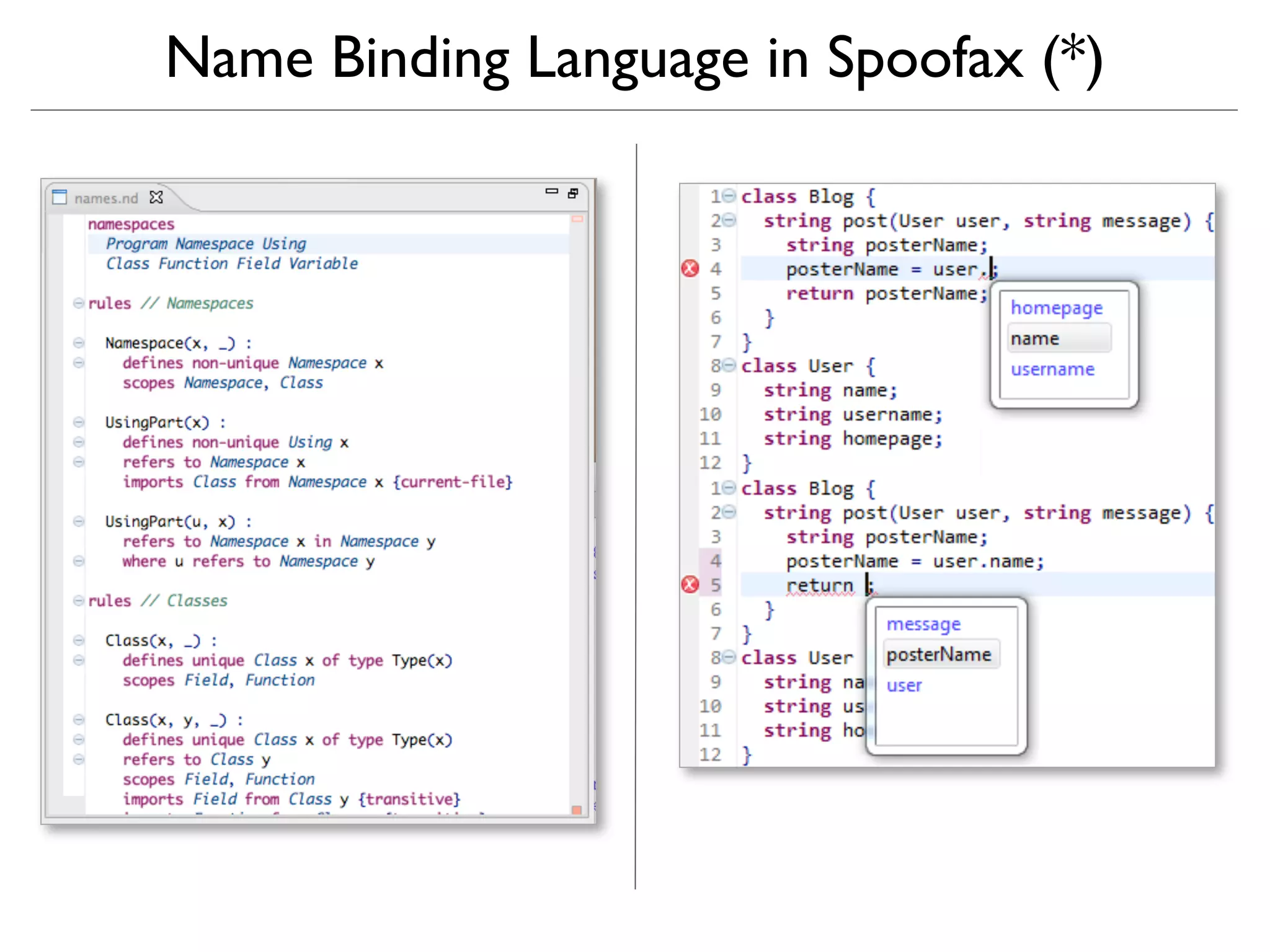 Name Binding Language in Spoofax (*)
 