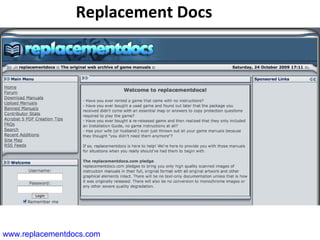 Replacement Docs www.replacementdocs.com   