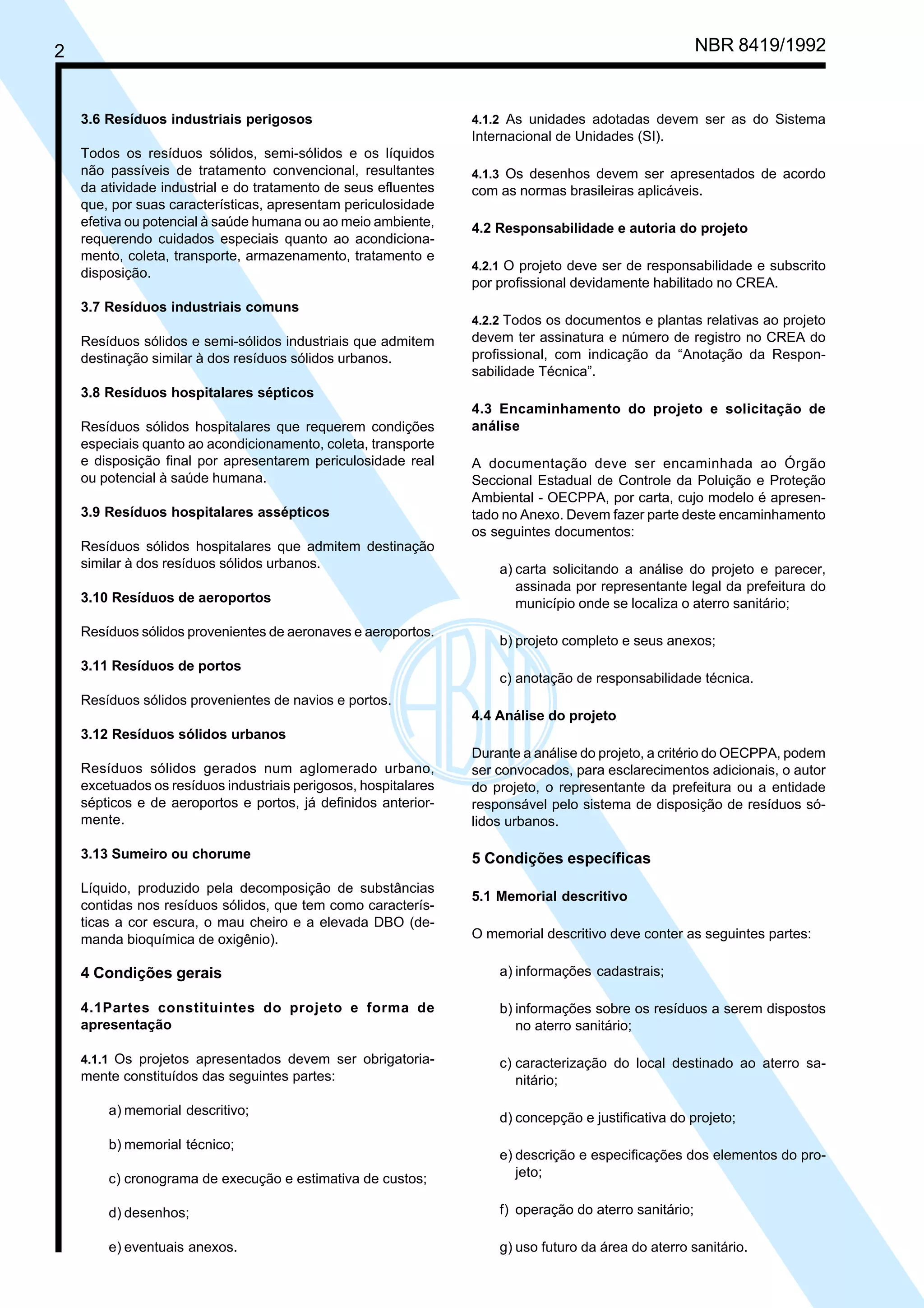 Nbr 8419 nb 843 apresentacao de projetos de aterros sanitarios de ...