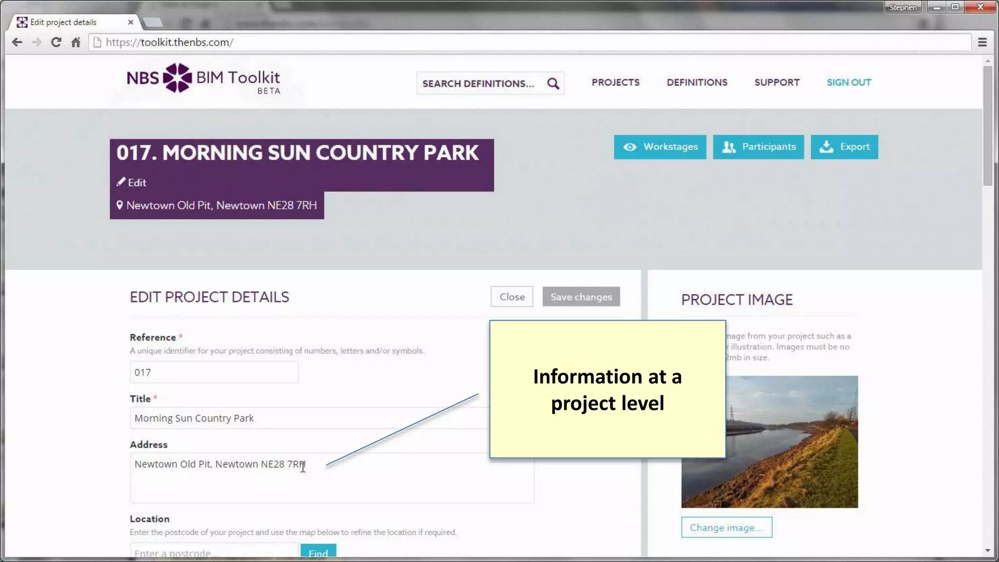 Information at a
project level
 