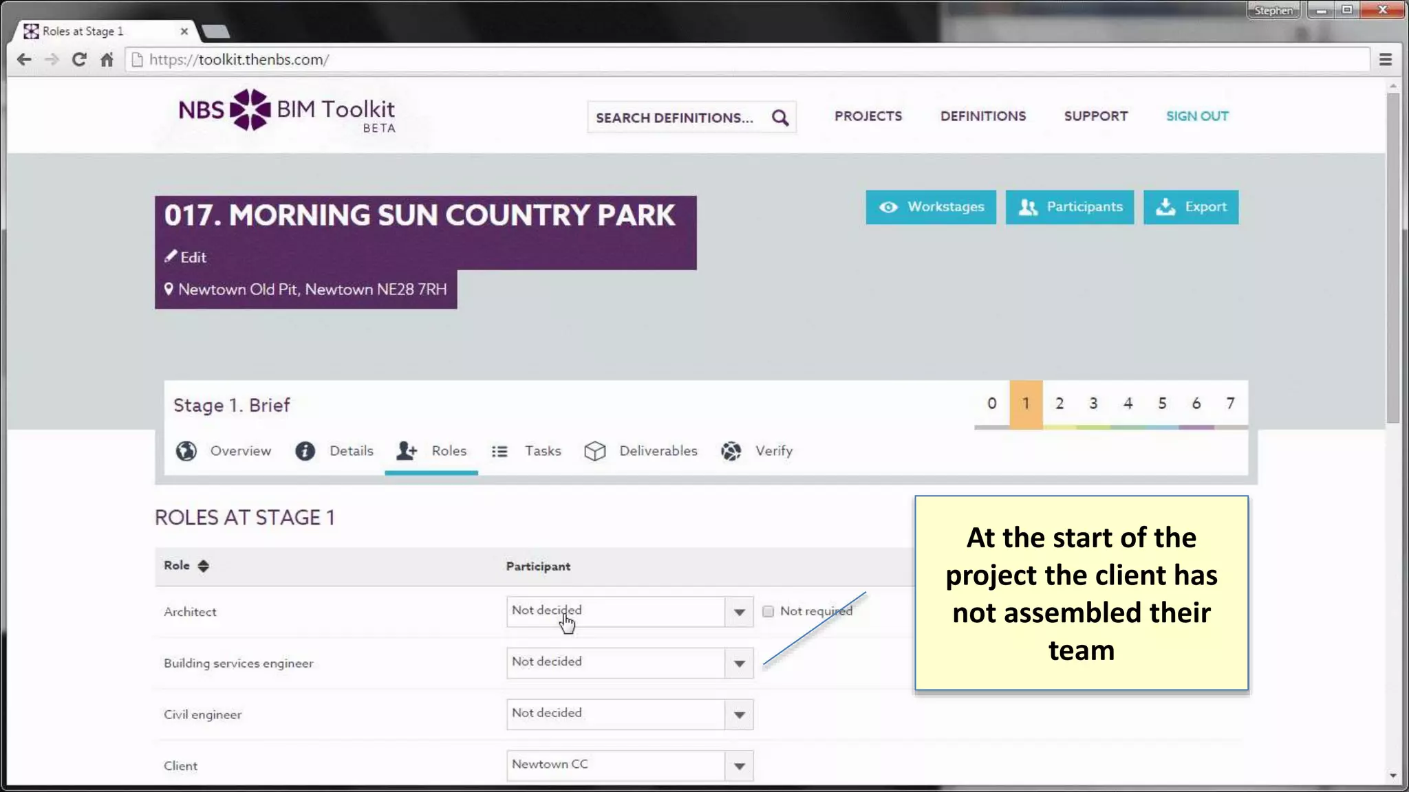 At the start of the
project the client has
not assembled their
team
 