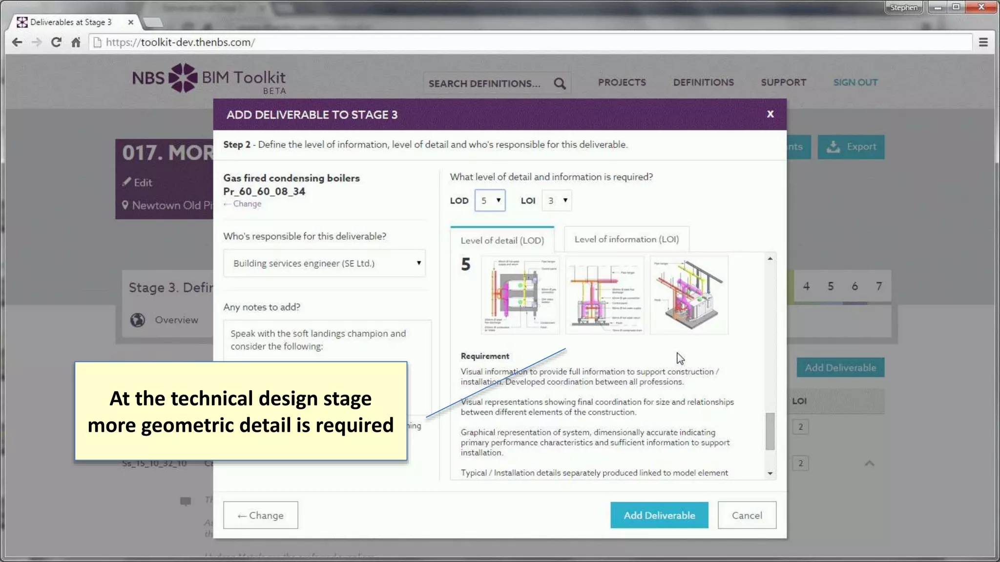 At the technical design stage
more geometric detail is required
 