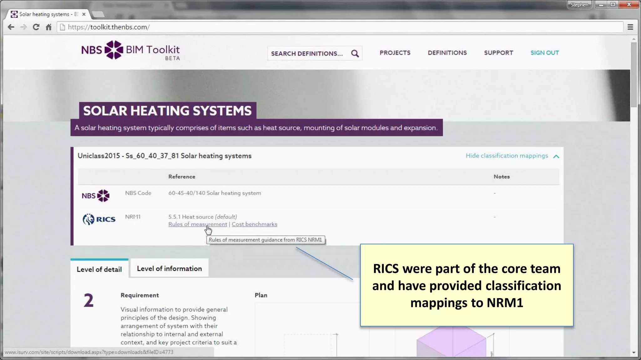 RICS were part of the core team
and have provided classification
mappings to NRM1
 