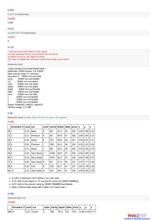 1/22/2016 Tutorial in Python
http://localhost:8888/notebooks/Dropbox/PYTHON%20BOOK%20WILEY/FINAL/Tutorial%20in%20Python.ipynb# 3/50
You can then invoke the function using
PACKAGE.FUN , PK.FUN and FUN respectively
In [4]:
In [5]:
The Python Package Index (PyPI) https://pypi.python.org/pypi (https://pypi.python.org/pypi) hosts
thousands of third­party modules for Python .
You can browse Python packages by topic at https://pypi.python.org/pypi?%3Aaction=browse
(https://pypi.python.org/pypi?%3Aaction=browse)
Import Data
Let's import some datasets.
In [6]:
In [7]:
In [8]:
Out[4]:
datetime.datetime(2016, 1, 22, 13, 4, 3, 39744)
Out[7]:
'/home/ajay/Dropbox/PYTHON BOOK WILEY/FINAL'
from datetime import datetime
Starttime =datetime.now()
Starttime
import pandas as pd
# In case the file is stored locally we can use the os python library
import os as os
os.getcwd() #current working directory
os.chdir('/home/ajay/Desktop/test')
 
