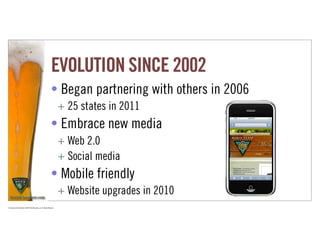 EVOLUTION SINCE 2002
                                                                      • Began partnering with others in 2006
                                                                             + 25 states in 2011
                                                                      • Embrace new media
                                                                             + Web 2.0
                                                                             + Social media
                                                                      • Mobile friendly
                                                                             + Website upgrades in 2010
Proprietary and Confidential ©2010 Real Branding, Inc. All Rights Reserved
 