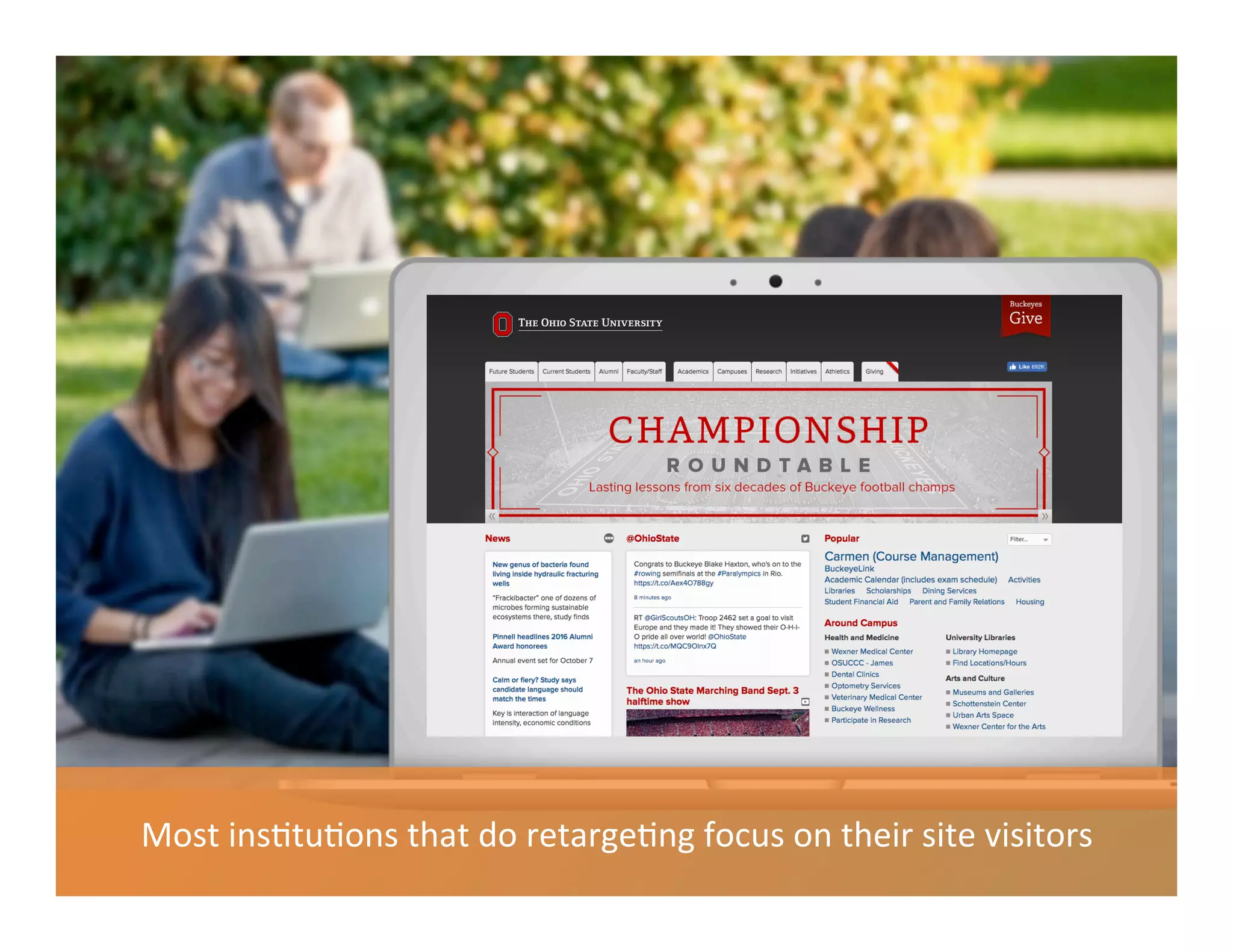 Most	
  insMtuMons	
  that	
  do	
  retargeMng	
  focus	
  on	
  their	
  site	
  visitors	
  
 