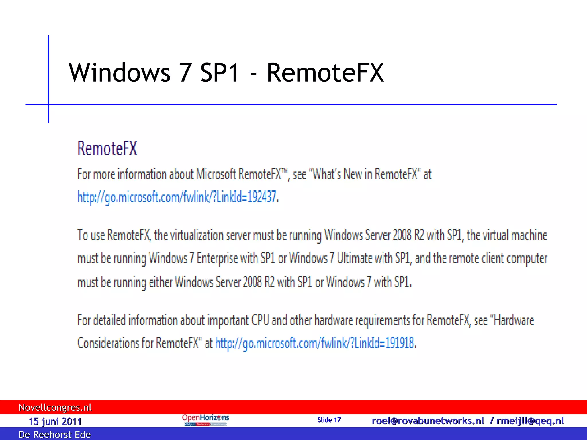 Windows 7 SP1 - RemoteFX 