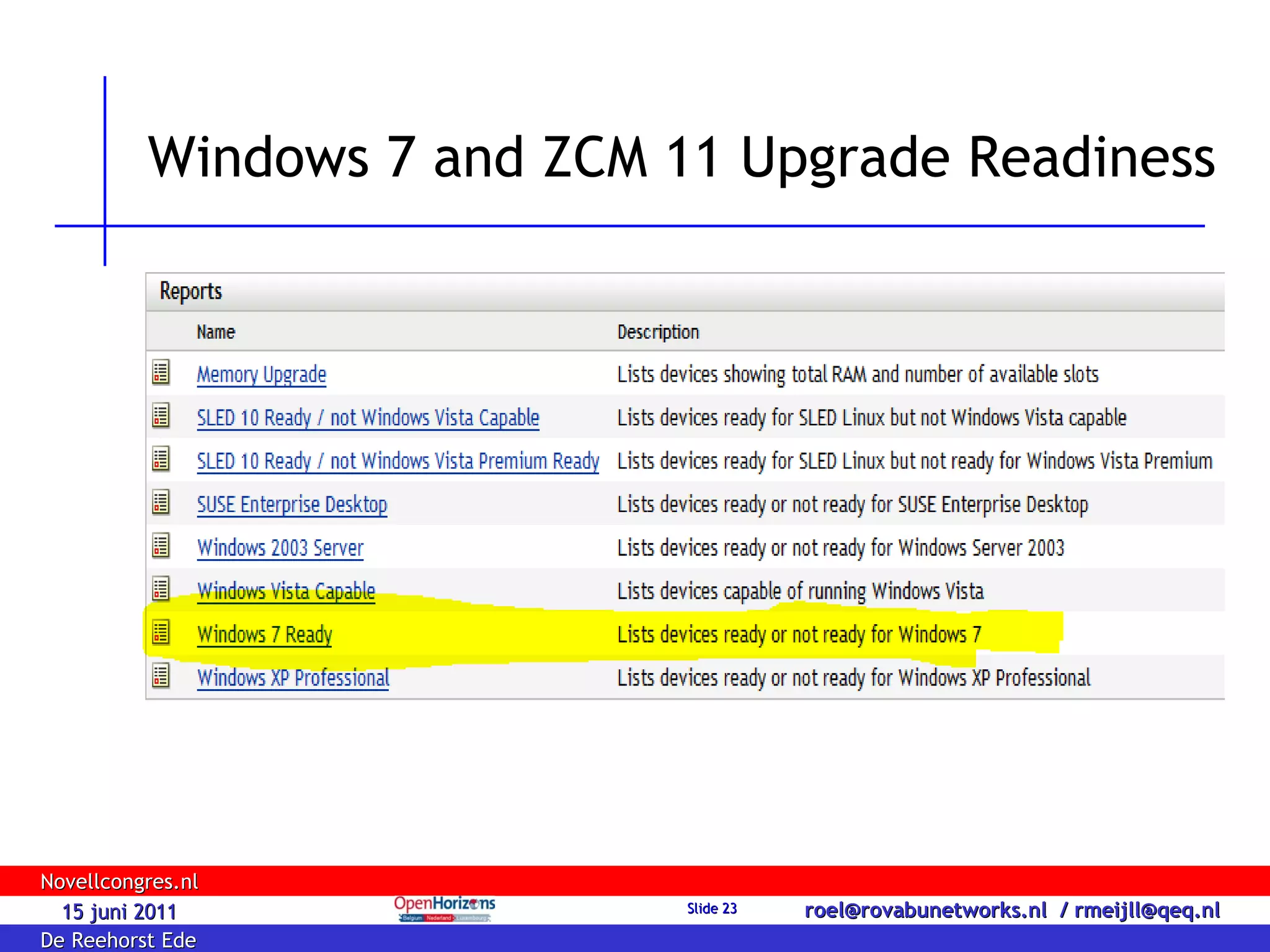 Windows 7 and ZCM 11 Upgrade Readiness 