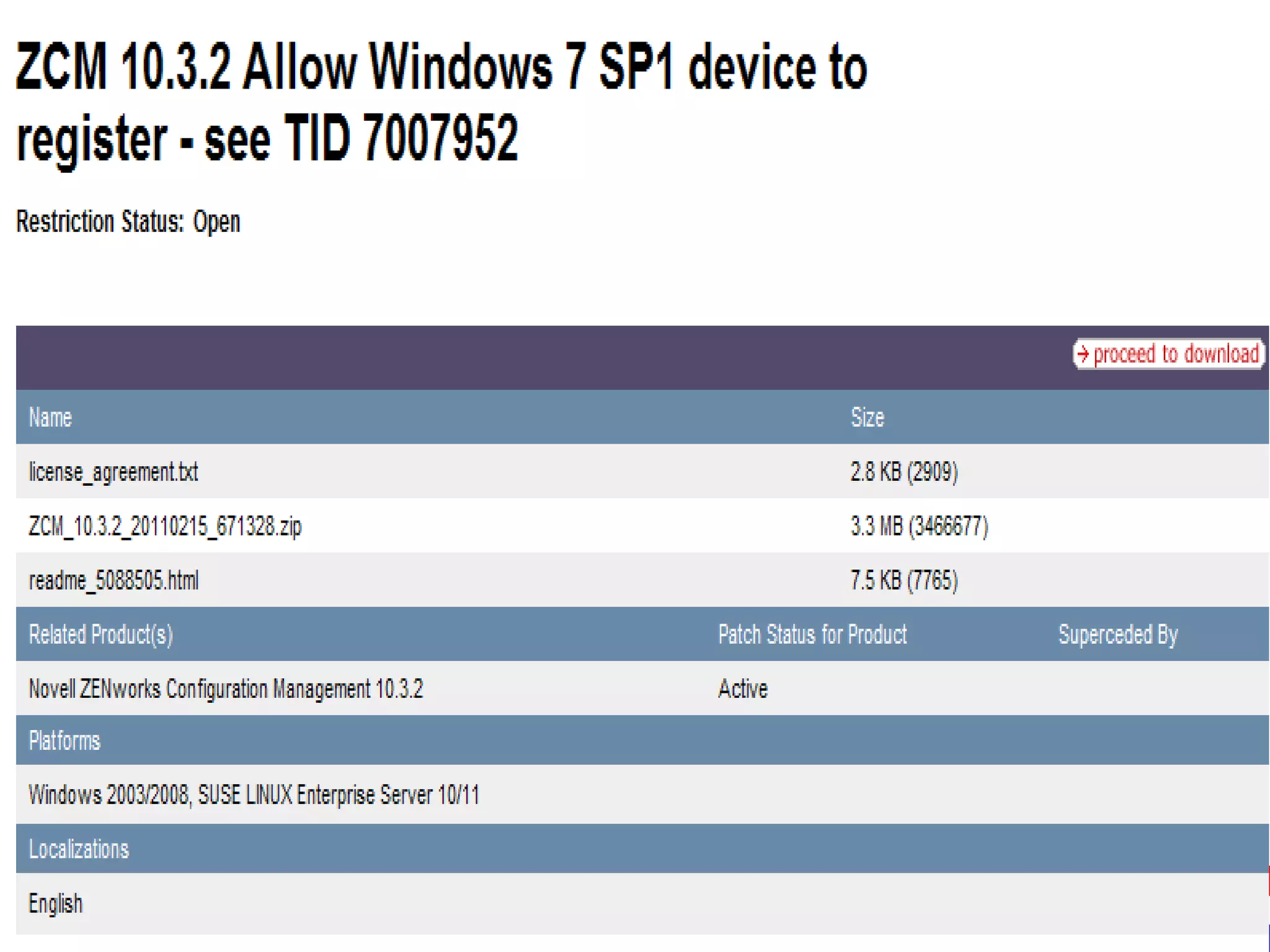 Windows 7 SP1 and ZCM 10.3.2 