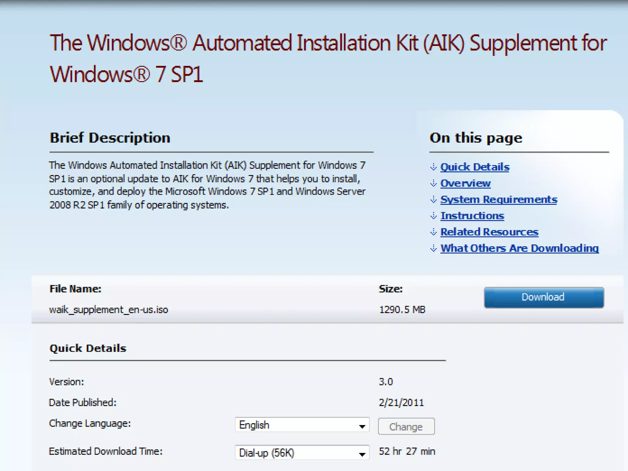WAIK Supplement for SP1 