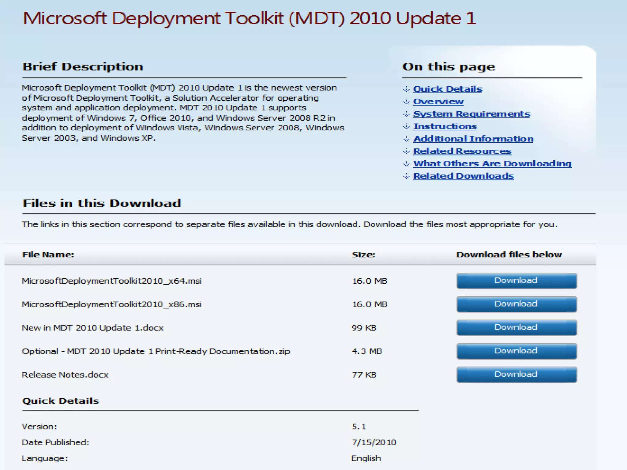 Microsoft Deployment Toolkit 2010 Update 1 