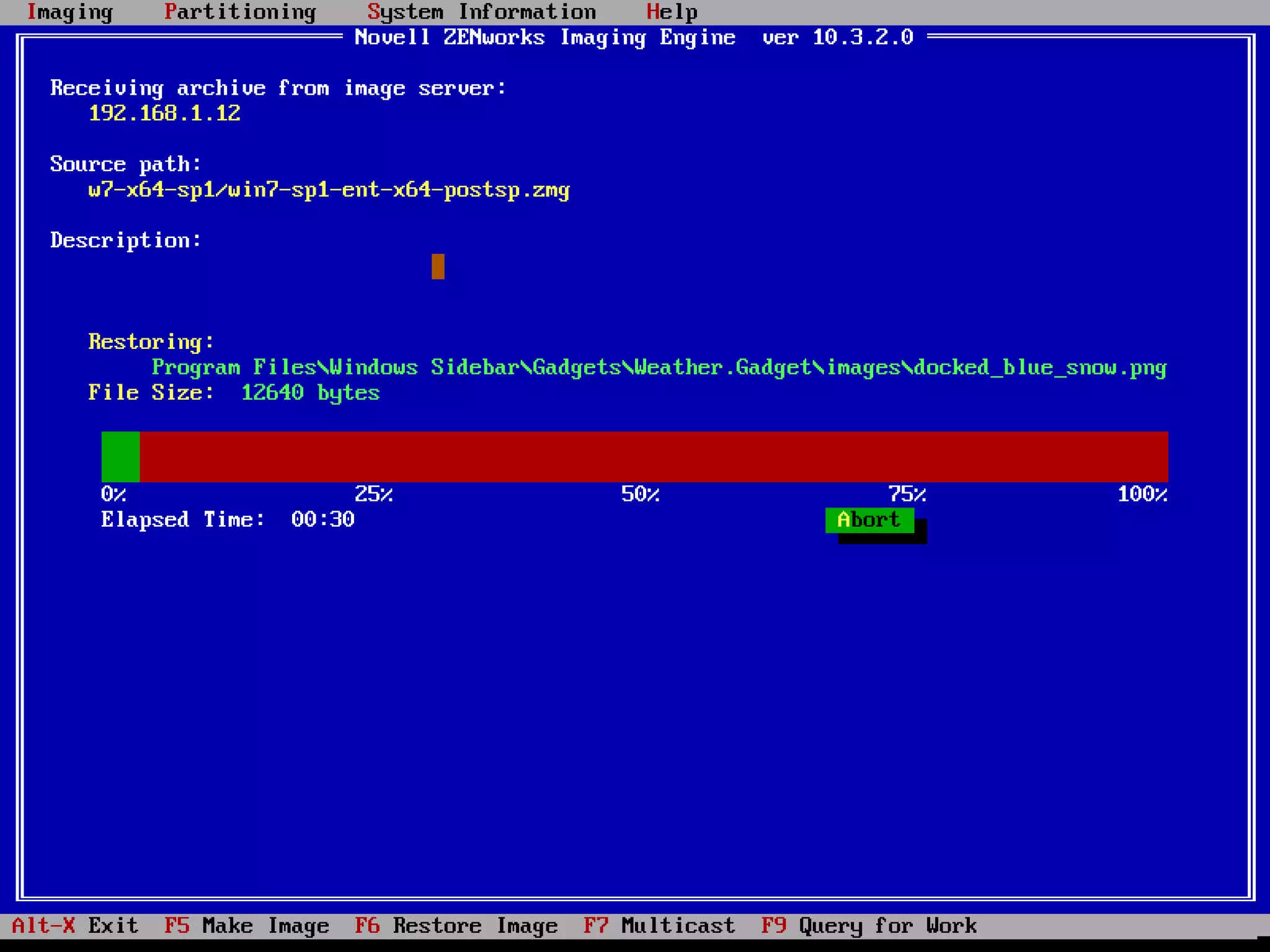 Restoring Windows 7 64 bit base image 