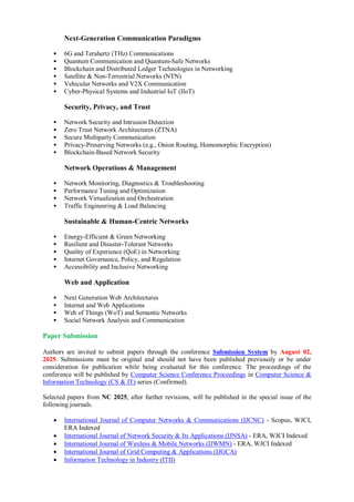 13th International Conference of Networks and Communications (NC 2025 ...