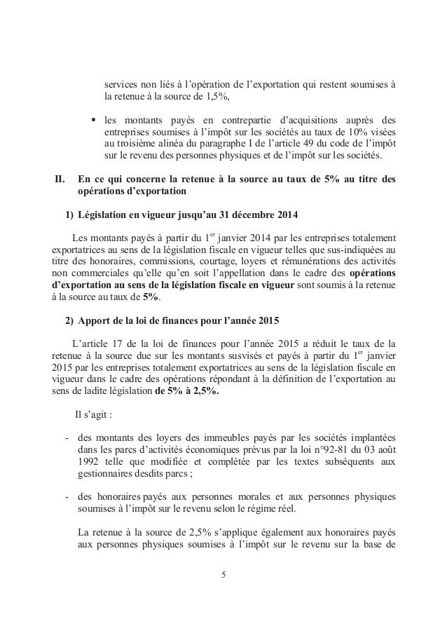 Retenue à la source - Tunisie