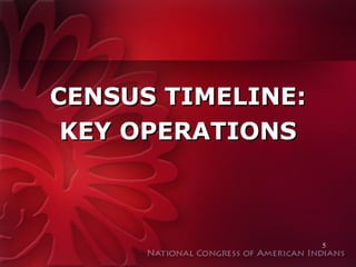 CENSUS TIMELINE: KEY OPERATIONS 