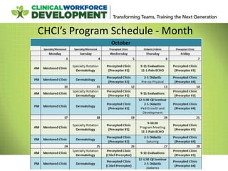 CHCI’s Program Schedule - Month
 
