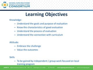 Learning Objectives
Knowledge:
– Understand the goals and purpose of evaluation
– Know the characteristics of good evaluat...