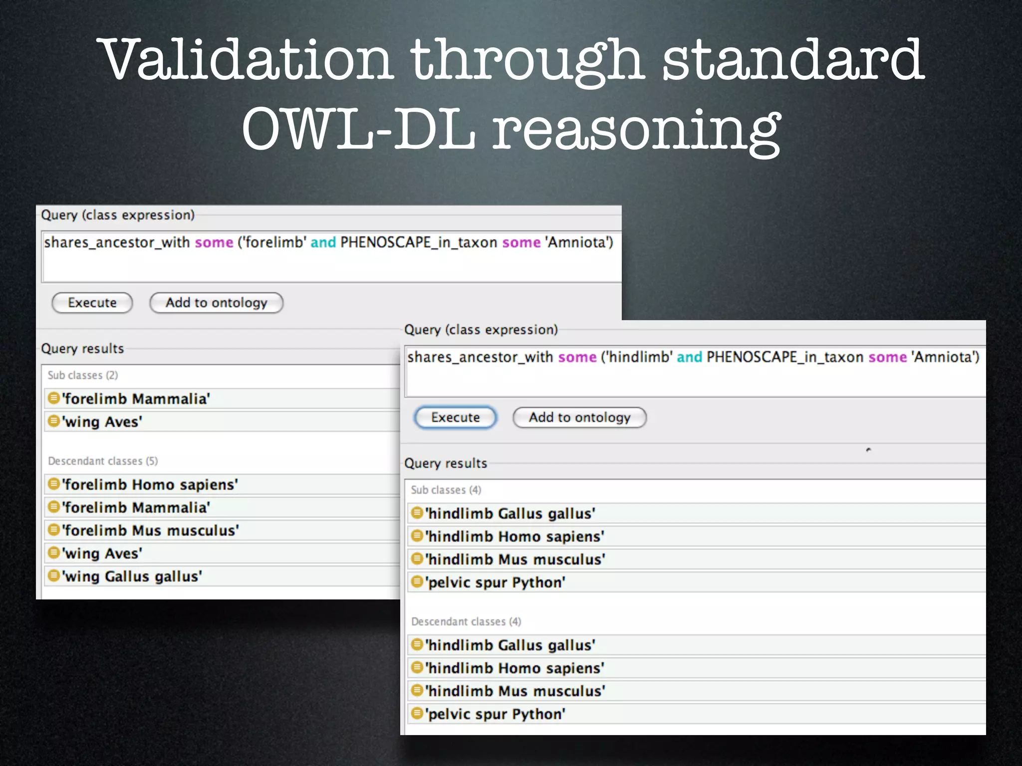 Validation through standard
     OWL-DL reasoning
 